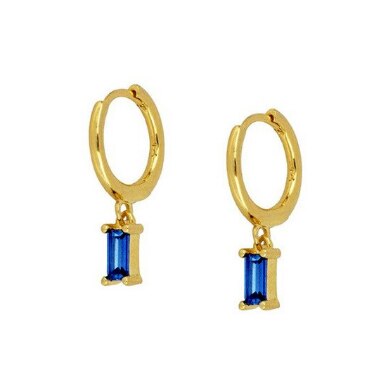 Silver Color Blue Crystal Series Hoop Earrings For Women Fashion Enamel Dripping Oil Heart Charm Piercing Party Earrings-Dollar Bargains Online Shopping Australia