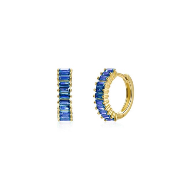 Silver Color Blue Crystal Series Hoop Earrings For Women Fashion Enamel Dripping Oil Heart Charm Piercing Party Earrings-Dollar Bargains Online Shopping Australia