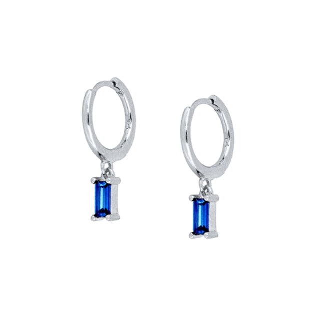 Silver Color Blue Crystal Series Hoop Earrings For Women Fashion Enamel Dripping Oil Heart Charm Piercing Party Earrings-Dollar Bargains Online Shopping Australia