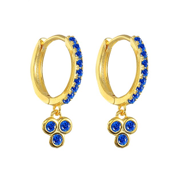 Silver Color Blue Crystal Series Hoop Earrings For Women Fashion Enamel Dripping Oil Heart Charm Piercing Party Earrings-Dollar Bargains Online Shopping Australia