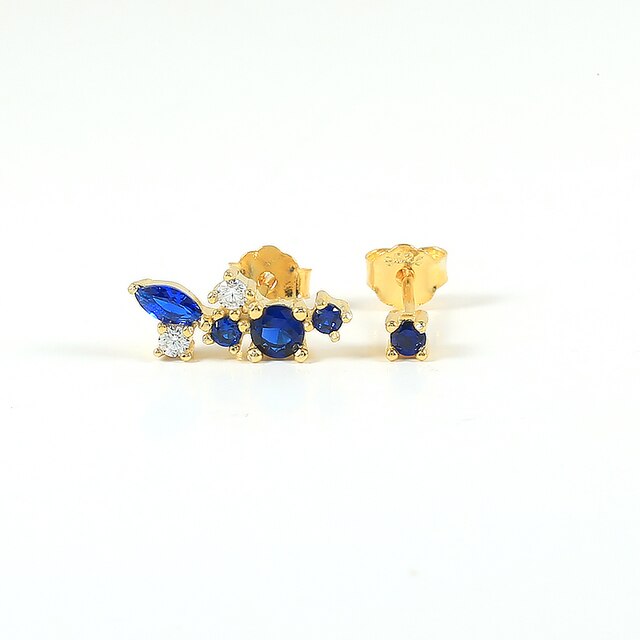 Silver Color Blue Crystal Series Hoop Earrings For Women Fashion Enamel Dripping Oil Heart Charm Piercing Party Earrings-Dollar Bargains Online Shopping Australia