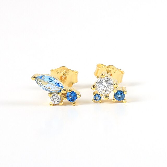 Silver Color Blue Crystal Series Hoop Earrings For Women Fashion Enamel Dripping Oil Heart Charm Piercing Party Earrings-Dollar Bargains Online Shopping Australia