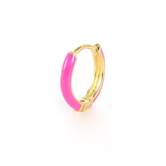 925 Sterling Silver Fashion Colored Enamel Heart Pendants Hoop Earrings For Women Cute Smiley Face Charm Drop Oil Earrings-Dollar Bargains Online Shopping Australia