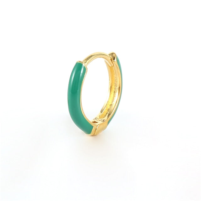 925 Sterling Silver Fashion Colored Enamel Heart Pendants Hoop Earrings For Women Cute Smiley Face Charm Drop Oil Earrings-Dollar Bargains Online Shopping Australia