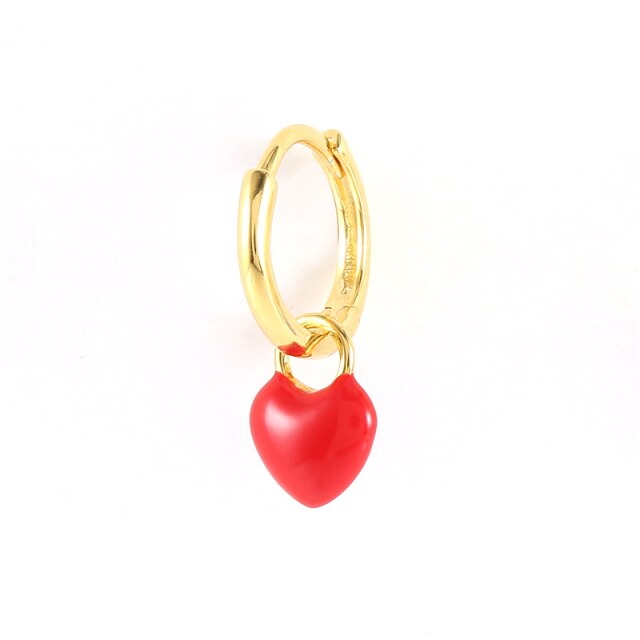 925 Sterling Silver Fashion Colored Enamel Heart Pendants Hoop Earrings For Women Cute Smiley Face Charm Drop Oil Earrings-Dollar Bargains Online Shopping Australia