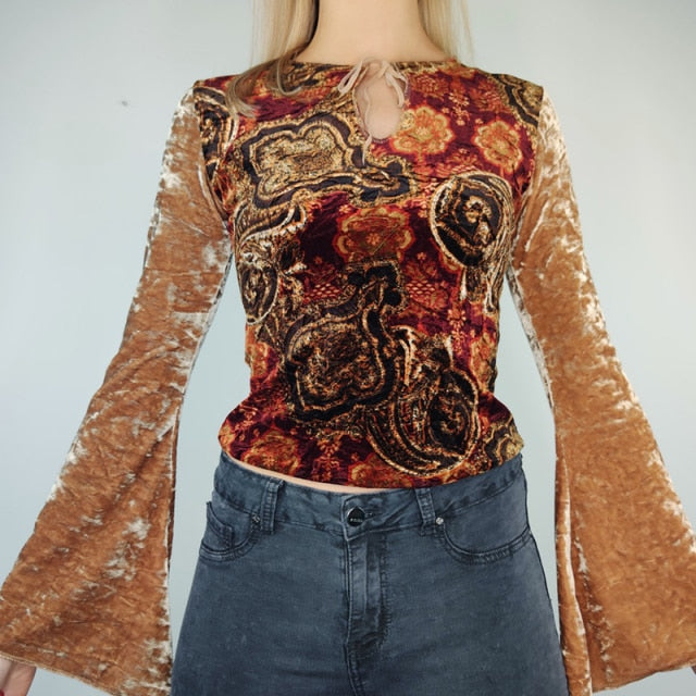 E-girl Graphic Print T-shirt 2000s Retro Y2K Fairy Grunge Autumn Spring Crop Top Women Tee Shirt Female Harajuku Streetwear