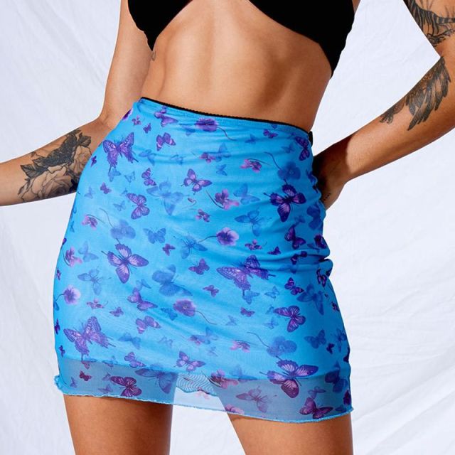 Korean Style Mini Skirt Bodycon Kawaii High Waist Ruffle Hem Short Straight Skirt Aesthetic 90s Vintage Women Streetwear