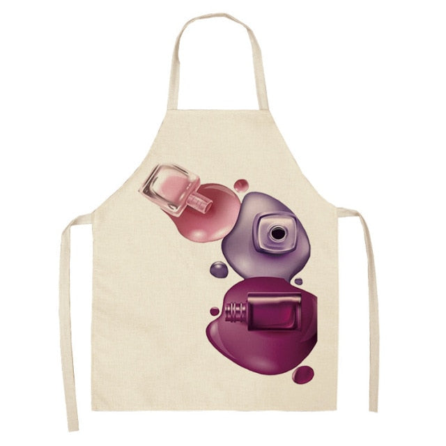 Nail Polish Lipstick Beauty Kitchen Women Apron Household Cleaning Cotton Linen Pinafore Salon Home Cooking Baking Adult BIb