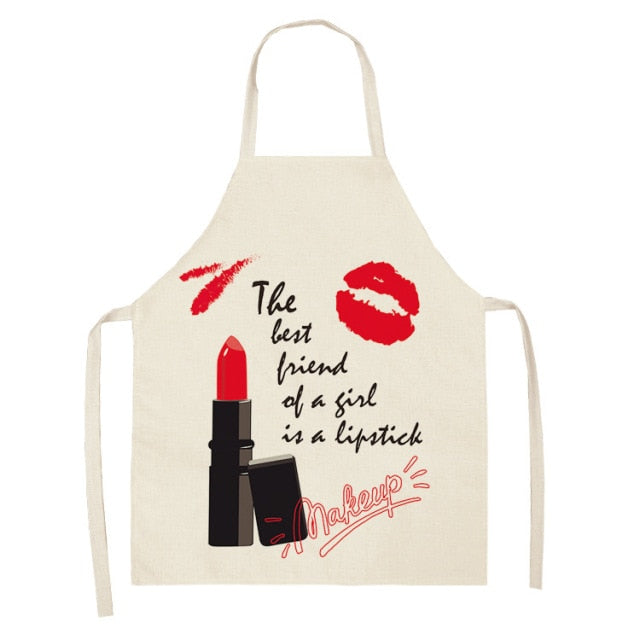 Nail Polish Lipstick Beauty Kitchen Women Apron Household Cleaning Cotton Linen Pinafore Salon Home Cooking Baking Adult BIb