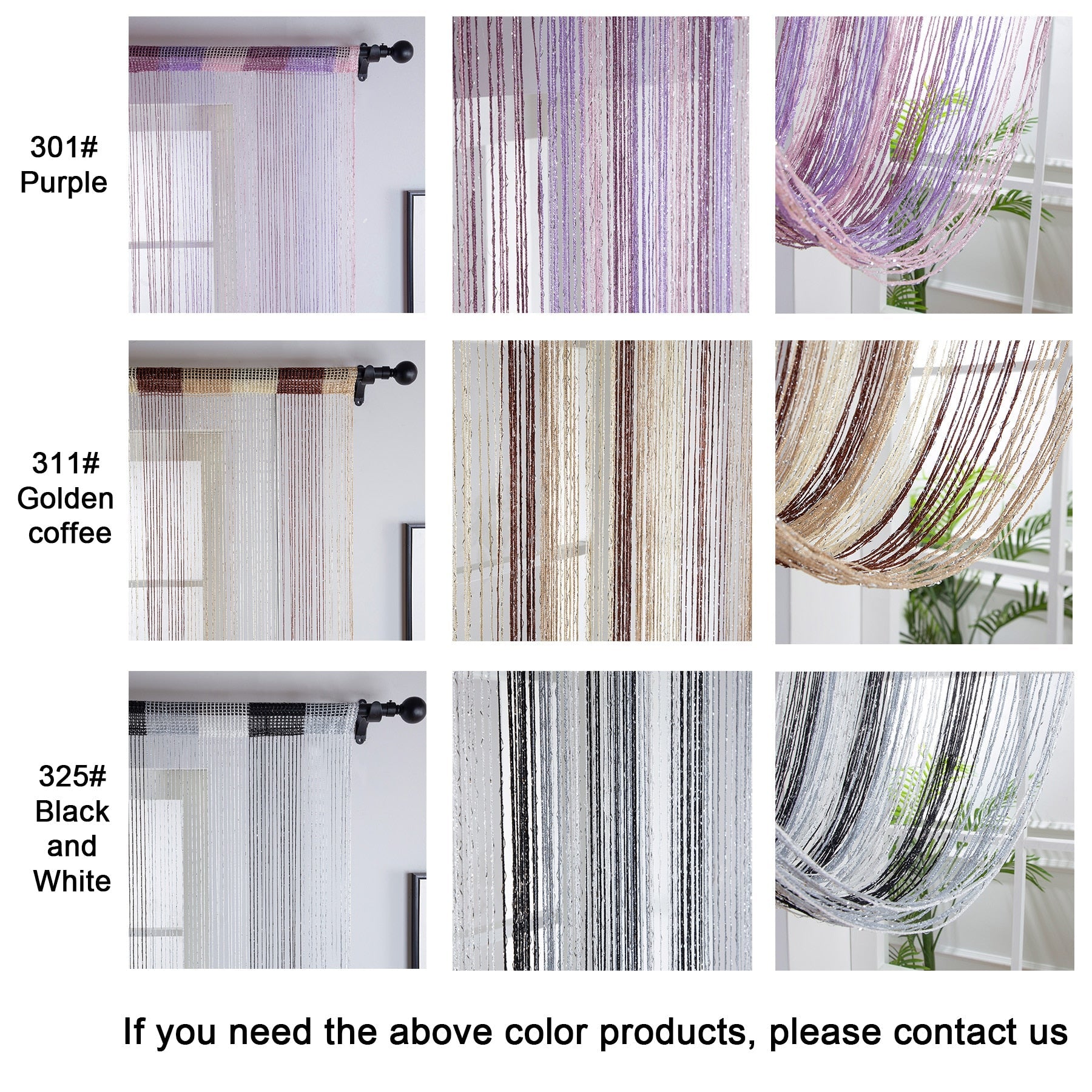 Line curtain  Tassel Flash Curtain Decoration For Living Room Bedroom Room divider Door Decorate Colorful Door curtain