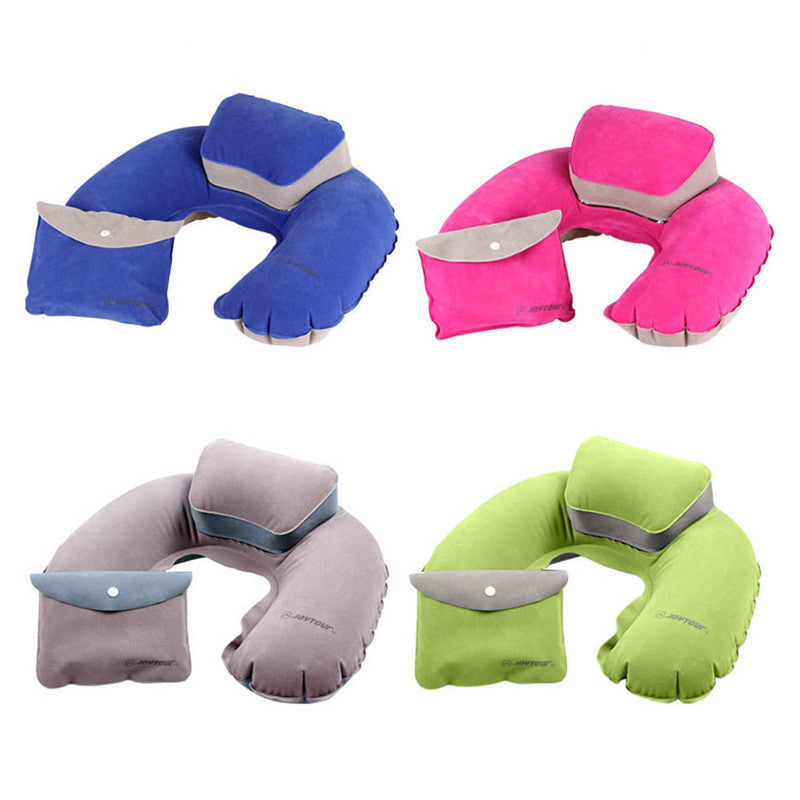 Portable Air Pillow Inflatable U-Shape Neck Blow Up Cushion Flocking Folding Travel Office Plane Pillow QB878813