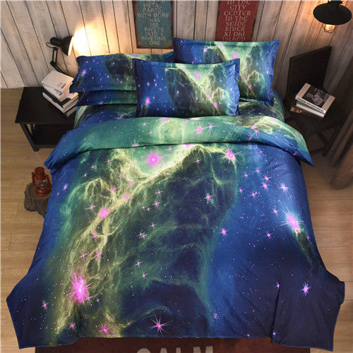 3D Nebala Outer Space Star Galaxy Bedding Set 2 or 3 or 4 pcs Polyester Cotton Duvet Cover Flat Sheet Pillowcase Queen Twin Size