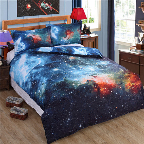 3D Nebala Outer Space Star Galaxy Bedding Set 2 or 3 or 4 pcs Polyester Cotton Duvet Cover Flat Sheet Pillowcase Queen Twin Size