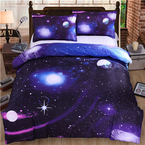 3D Nebala Outer Space Star Galaxy Bedding Set 2 or 3 or 4 pcs Polyester Cotton Duvet Cover Flat Sheet Pillowcase Queen Twin Size