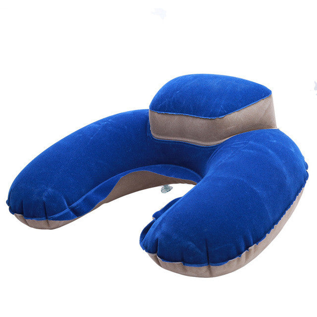 Portable Air Pillow Inflatable U-Shape Neck Blow Up Cushion Flocking Folding Travel Office Plane Pillow QB878813