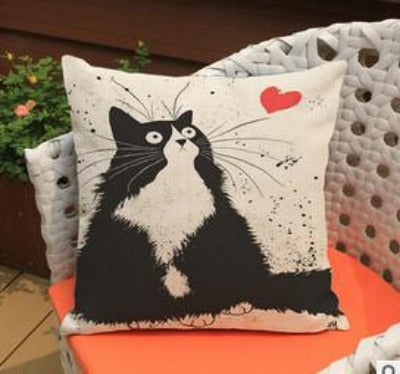 cartoon Cat pillow ,Married couples cartoon cushion ,Linen pillowcase,home decor sofa cushion,decorative Pillows no filling