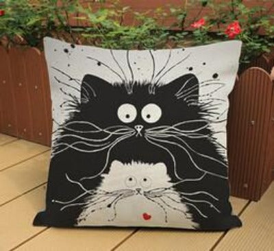 cartoon Cat pillow ,Married couples cartoon cushion ,Linen pillowcase,home decor sofa cushion,decorative Pillows no filling