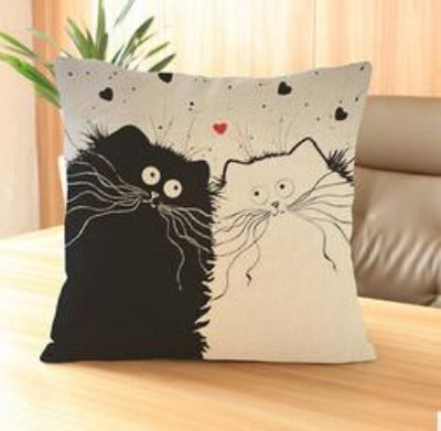 cartoon Cat pillow ,Married couples cartoon cushion ,Linen pillowcase,home decor sofa cushion,decorative Pillows no filling