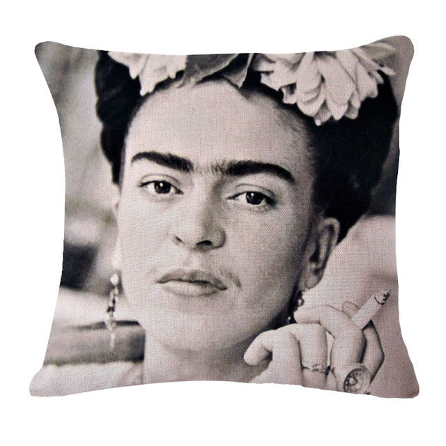 Square 18" Cushion Cover Frida Kahlo Colorful Flowers Pillowcase Woven Pillow Covers Polyester&Linen Home Decor Drop