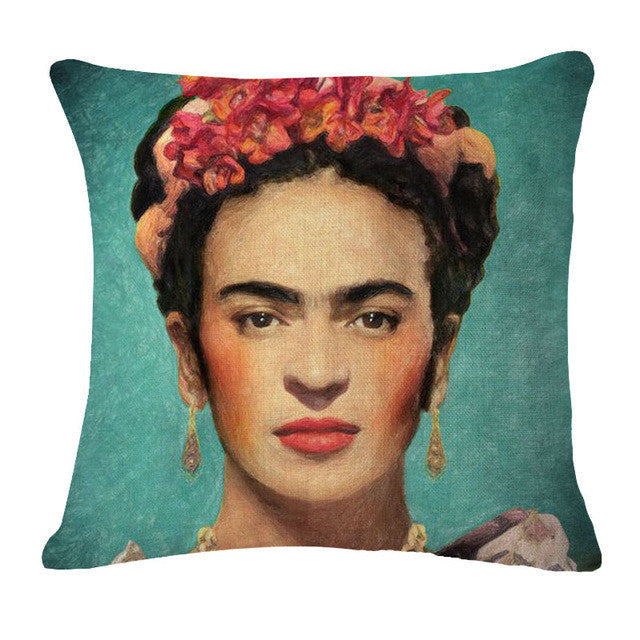 Square 18" Cushion Cover Frida Kahlo Colorful Flowers Pillowcase Woven Pillow Covers Polyester&Linen Home Decor Drop