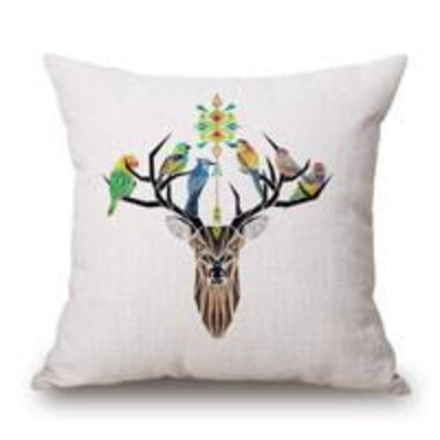 Modern Simple Pillow Case Wild Animal Elk Pattern Hunt Club Cotton Linen Chair Square Waist Throw Pillow Cover Home Textile