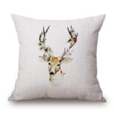 Modern Simple Pillow Case Wild Animal Elk Pattern Hunt Club Cotton Linen Chair Square Waist Throw Pillow Cover Home Textile