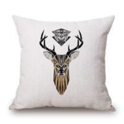 Modern Simple Pillow Case Wild Animal Elk Pattern Hunt Club Cotton Linen Chair Square Waist Throw Pillow Cover Home Textile