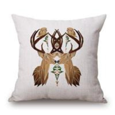 Modern Simple Pillow Case Wild Animal Elk Pattern Hunt Club Cotton Linen Chair Square Waist Throw Pillow Cover Home Textile