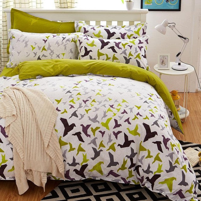 Plaid Bedding Set 4pcs polyester Cotton Duvet Cover Bed Sheet 2pcs Pillowcases Bedroom Textile Bed Linen Queen Kids Bed Set