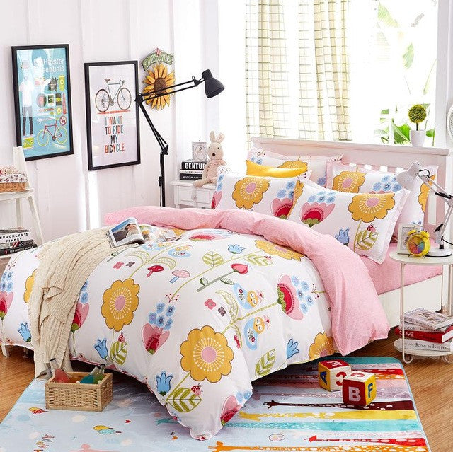 Plaid Bedding Set 4pcs polyester Cotton Duvet Cover Bed Sheet 2pcs Pillowcases Bedroom Textile Bed Linen Queen Kids Bed Set