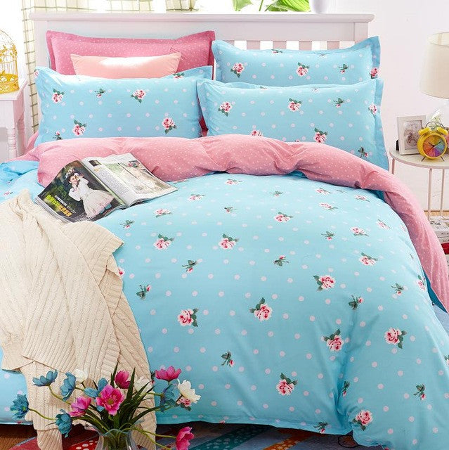 Plaid Bedding Set 4pcs polyester Cotton Duvet Cover Bed Sheet 2pcs Pillowcases Bedroom Textile Bed Linen Queen Kids Bed Set