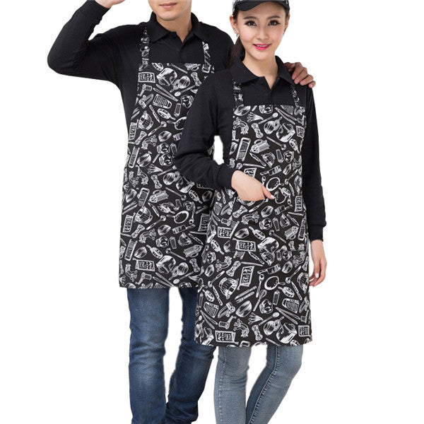 Adjustable Chili Pattern Apron Chef Waiter Kitchen Cook Apron With Pockets Polyester Halter Bib Delantal Cocina For Man Woman