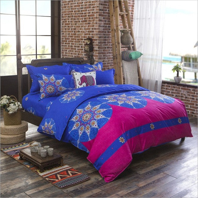 Bohemia 4 /3PCS3d bedding sets Sham Boho Mandala duvet cover set winter bedsheet queen king size Cotton folk-custom Bed set