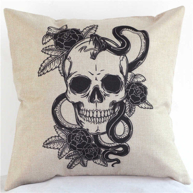 Pillowcase Punk Bohemia Paisley Skull Cushion Cover Cotton Linen Size 40*40 Printed Throw Pillows Decorative Cojines