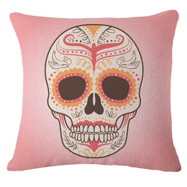 Pillowcase Punk Bohemia Paisley Skull Cushion Cover Cotton Linen Size 40*40 Printed Throw Pillows Decorative Cojines