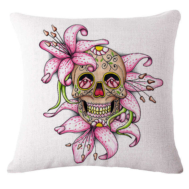 Pillowcase Punk Bohemia Paisley Skull Cushion Cover Cotton Linen Size 40*40 Printed Throw Pillows Decorative Cojines