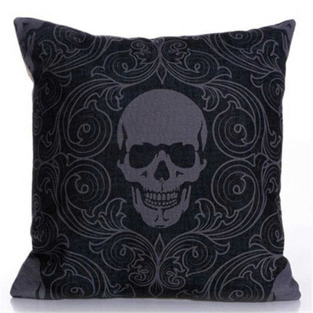 Pillowcase Punk Bohemia Paisley Skull Cushion Cover Cotton Linen Size 40*40 Printed Throw Pillows Decorative Cojines