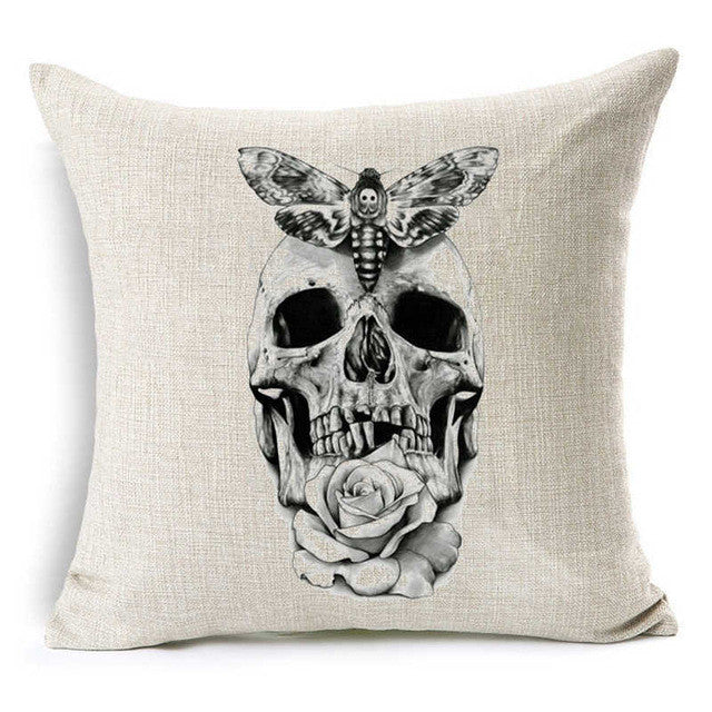 Pillowcase Punk Bohemia Paisley Skull Cushion Cover Cotton Linen Size 40*40 Printed Throw Pillows Decorative Cojines