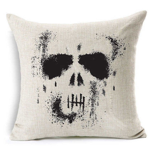 Pillowcase Punk Bohemia Paisley Skull Cushion Cover Cotton Linen Size 40*40 Printed Throw Pillows Decorative Cojines