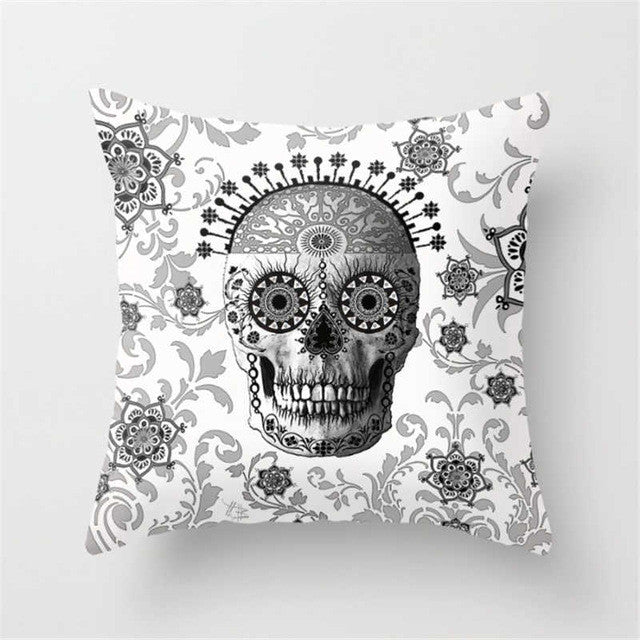 Pillowcase Punk Bohemia Paisley Skull Cushion Cover Cotton Linen Size 40*40 Printed Throw Pillows Decorative Cojines