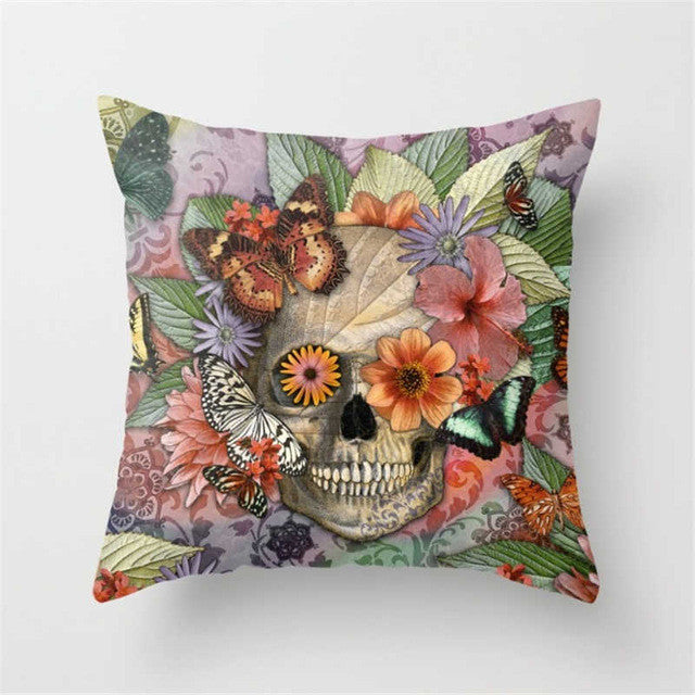 Pillowcase Punk Bohemia Paisley Skull Cushion Cover Cotton Linen Size 40*40 Printed Throw Pillows Decorative Cojines