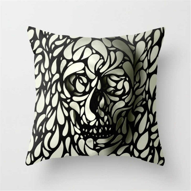 Pillowcase Punk Bohemia Paisley Skull Cushion Cover Cotton Linen Size 40*40 Printed Throw Pillows Decorative Cojines