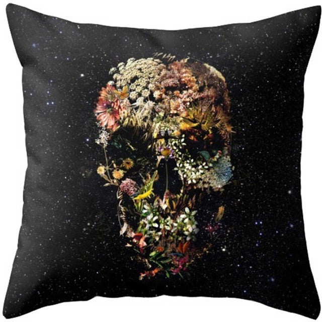 Pillowcase Punk Bohemia Paisley Skull Cushion Cover Cotton Linen Size 40*40 Printed Throw Pillows Decorative Cojines