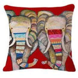 Colorful India Elephant Cotton Linen Pillow Case 18 inch Square Chair Waist Pillow Cover Home Garden Textile