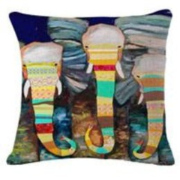 Colorful India Elephant Cotton Linen Pillow Case 18 inch Square Chair Waist Pillow Cover Home Garden Textile