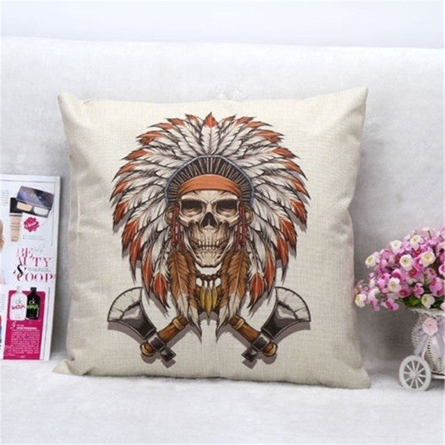 Skull Pillowcase Punk Skull Halloween Pillow Case Lovers Terror Crown Sugar Skull Skeleton 18x18 inches Throw Pillow Decorative