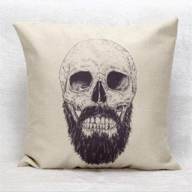 Skull Pillowcase Punk Skull Halloween Pillow Case Lovers Terror Crown Sugar Skull Skeleton 18x18 inches Throw Pillow Decorative