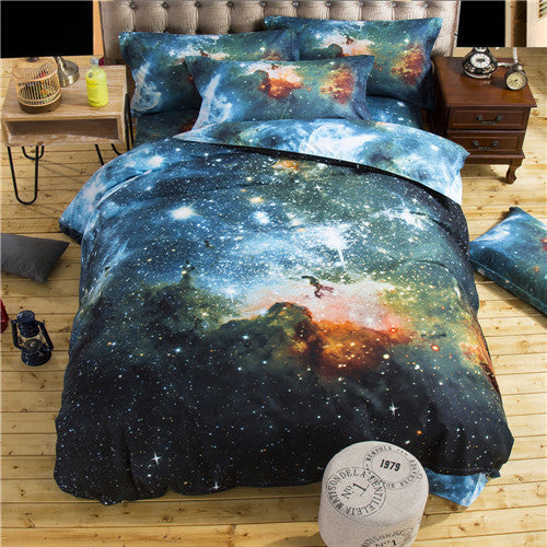 3d Galaxy Duvet Cover Set Single double Twin/Queen 2pcs/3pcs/4pcs bedding sets Universe Outer Space Themed Bed Linen