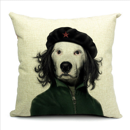 45X45CM Decorative Pillow Covers Lovely Cartoon Dog Driving Almofadas Linen Pillow Case Christmas Decorative Linen