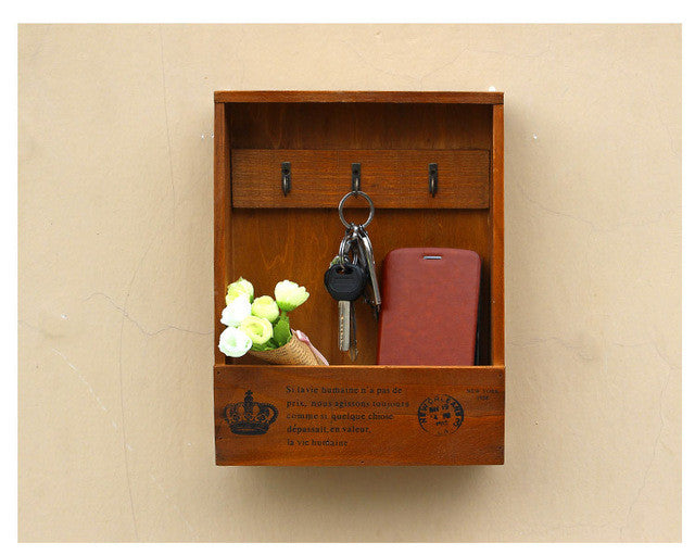 Handmade Boxes Cargo Organizer Storage Box Simple Small Key Hanging Storage Case Phone Box Wood Shelf Wood Rack
